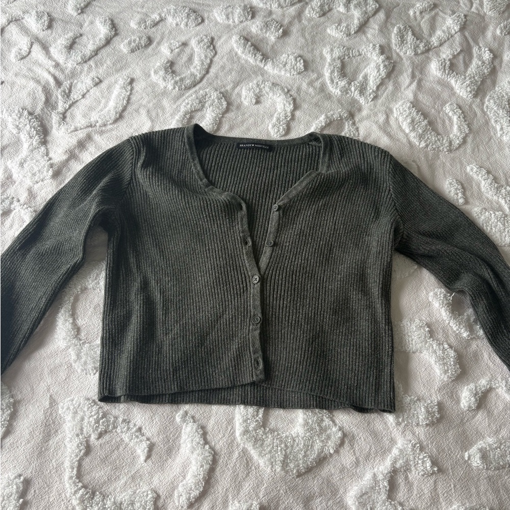 Brandy Melville Gray Cropped Cardigan Sweater